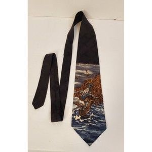 Field Wear Vintage‎ Flying Ducks Hunting Pond 100% Silk Neck Tie Black/Blue